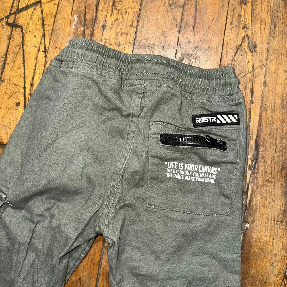 RGSTR Cargo‎ Pants Kids Size 5 Green Solid Slash Pocket Elastic Waist Drawstring
